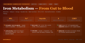 Iron Metabolism — Complete Guide for NEET PG, USMLE & AIIMS | Absorption, Transport, Storage, Regulation & Clinical Disorders