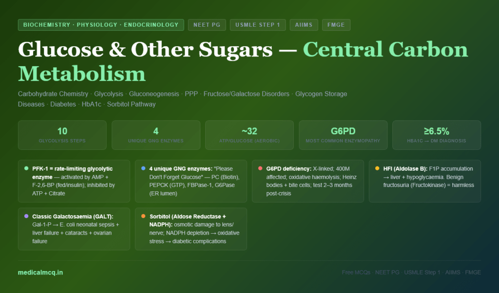 Glucose and Other Sugars — Complete Guide for NEET PG, USMLE & AIIMS
